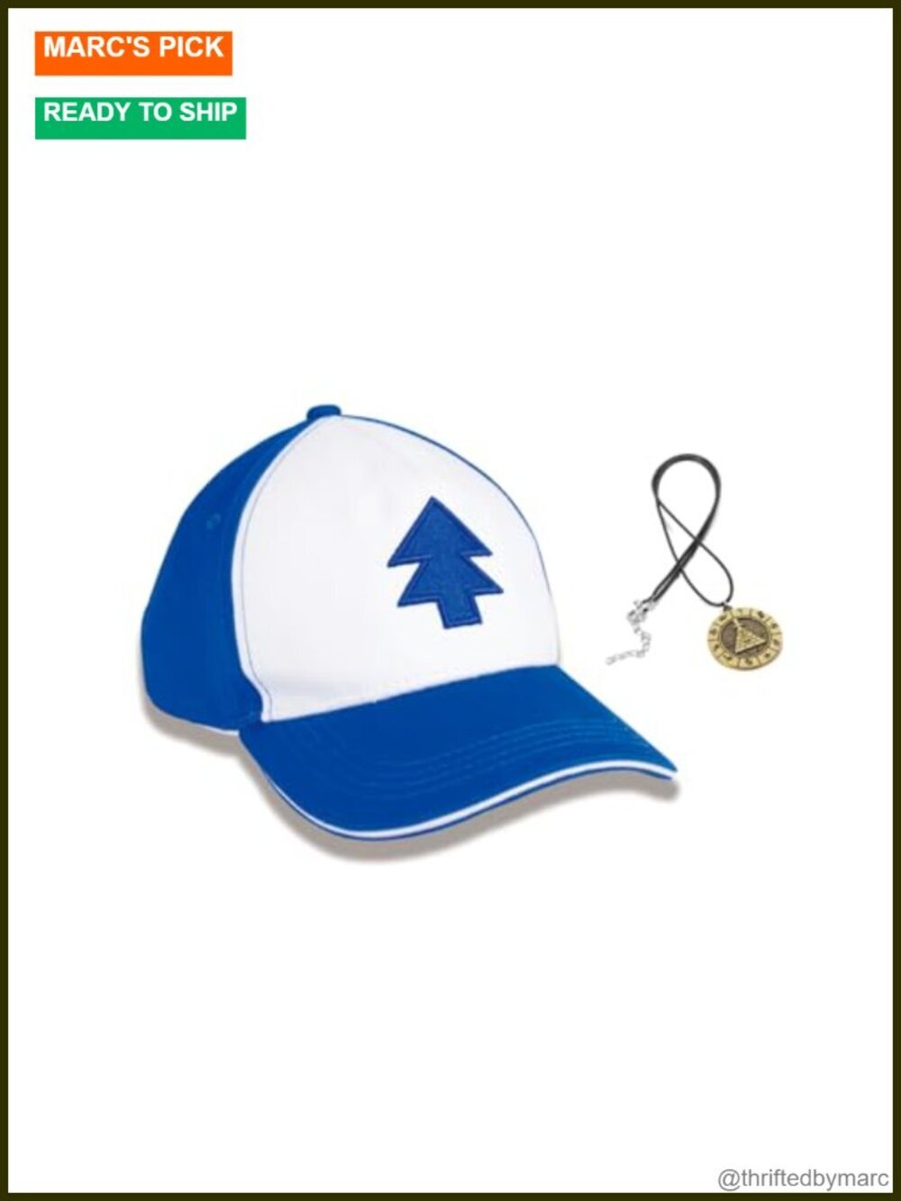 Embroidered Dipper Baseball Cap with Bill Cipher Necklace Set